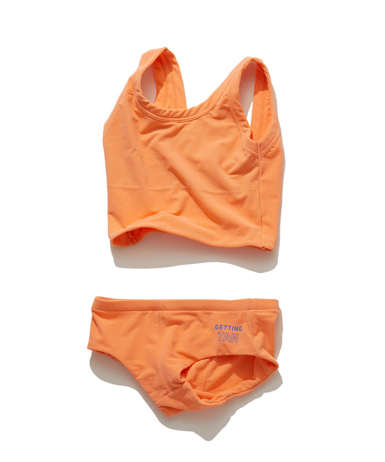 FUNCTIONAL PILE SCOOP NECK BIKINI / ORANGE