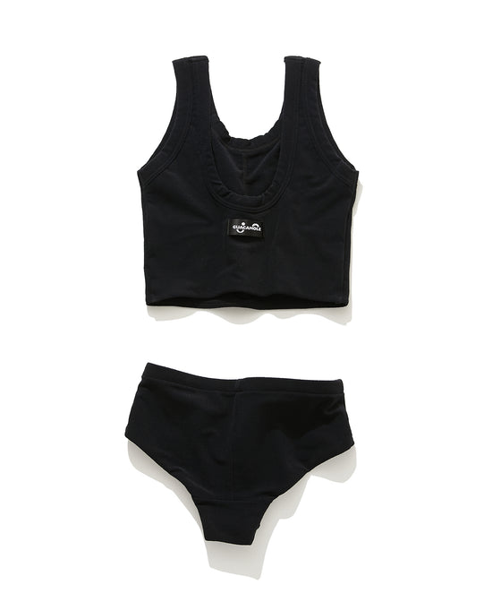 FUNCTIONAL PILE SCOOP NECK BIKINI / BLACK