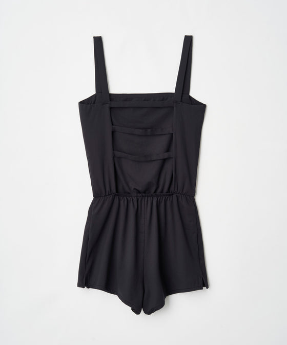 SQUARE NECK PLAYSUIT BLACK