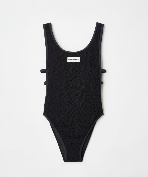 SCRUNCH HIGH LEG SWIM ONEPIECE BLACK