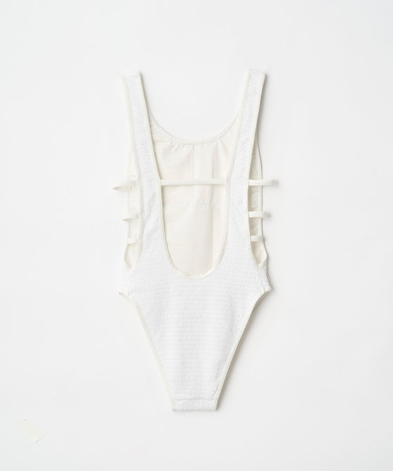 SCRUNCH HIGH LEG SWIM ONEPIECE WHITE