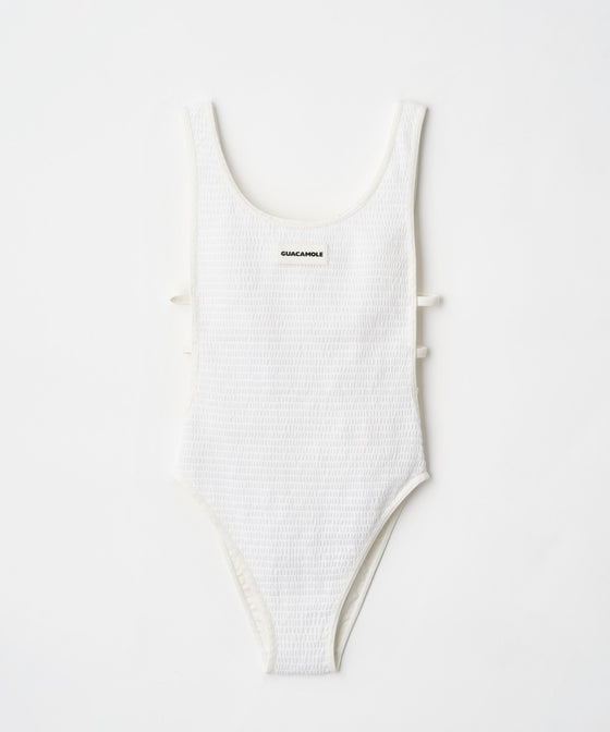 SCRUNCH HIGH LEG SWIM ONEPIECE WHITE